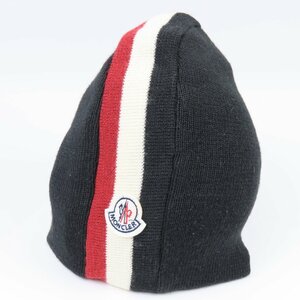 40599★1円スタート★MONCLER モンクレール 新品同様美品 ニット帽 帽子 リバーシブル ニットキャップ ウール ブラック