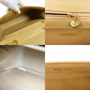 40413★1円スタート★CHANEL シャネル 中極美品 中マトラッセ チェーンショルダーバッグ ターンロック ココマーク ラムスキン ベージュの画像10