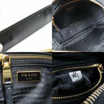 40542★1円スタート★PRADA プラダ 中極美品 ロゴ 斜め掛けOK 三角ロゴ トライアングルロゴ ショルダーバッグ キャンバス レザー ブラック_画像9