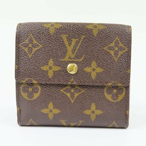 79192LOUIS VUITTON ルイヴィトン 美品 エリーズ ベタ無 Wホック ヴィンテージ モノグラム 二つ折り財布 PVC ブラウン レディース