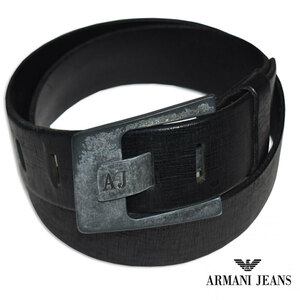 ARMANI JEANS アルマーニジーンズ　レザーベルト【ブラック】美品