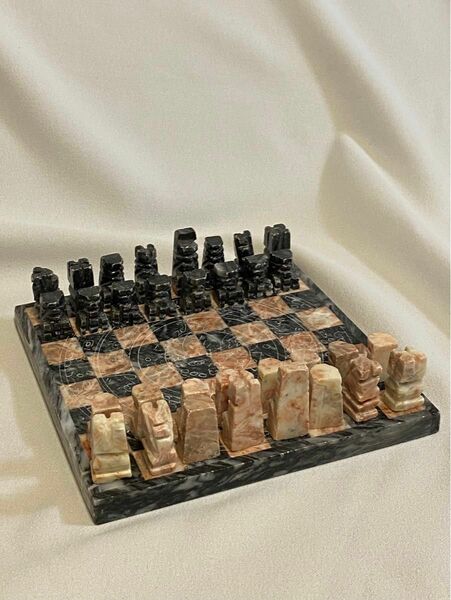 チェス 石製　大理石　チェス盤　 CHESS 石盤　駒　ミニ　セット　インテリア　雑貨　ボードゲーム