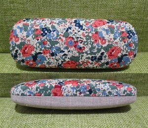 LIBERTY Liberty Crea o-do navy blue ×linen glasses case hand made remake hard case 