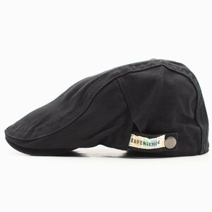 ハンチング帽子 シンプル ベルトにワンポイントワッペン 綿 キャップ 帽子 56cm~59cm メンズ ・レディース BK HC157-1