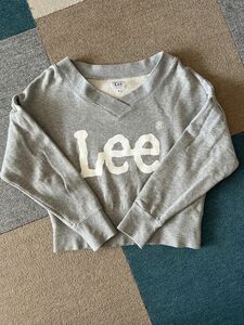 Lee　ドロップショルダー　ショート丈　トレーナー　M　切りっぱなし　デカロゴ