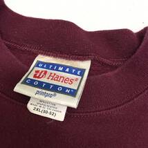 USA古着 90s 00s Hanes ヘビーオンス 無地 スウェット 2XLサイズ エンジ / ブランク ULTIMATE COTTON トレーナー プレーン アメリカ_画像4