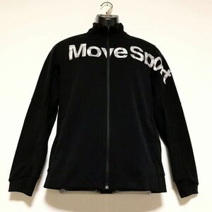 美品☆DESCENTE MOVE SPORT/デサントムーブスポーツ☆ジャージ☆トラックジャケット☆ストレッチ/ブルゾン/黒×白/L