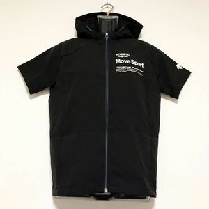 美品☆DESCENTE MOVE SPORT ATHLETIC/デサントムーブスポーツ☆サンスクリーン/半袖☆ジャージ/パーカー☆ドライ/ジャケット/黒/M