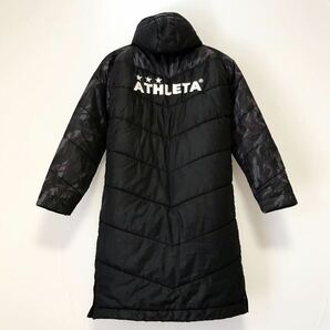 ATHLETA/アスレタ☆ベンチコート/ダウンコート☆中綿/防寒/総柄/ジャケット/サッカー/フットサル/黒×紺×白/160の画像5