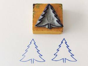 ミニ　もみの木　クリスマス　ツリー　スタンプ　フランス　アンティーク　ヴィンテージ　ハンコ　樅木　針葉樹　植物　園芸　森　雑貨