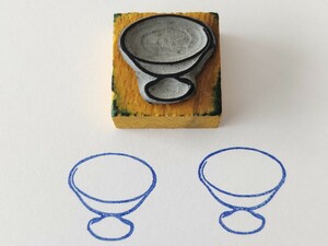 ミニ　コンポート　器　カップ　ガラス　食器　フランス　アンティーク　スタンプ　ヴィンテージ　ハンコ　イラスト　テーブルウェア　雑貨