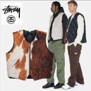 STUSSY QUILTED VEST COWHIDE ダウンベスト M