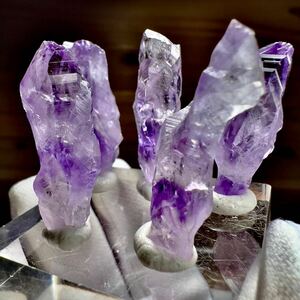 5点セット アメジスト レインボー 虹 ブラジル ポイント 紫水晶 水晶 天然石 鉱物 鉱物標本 原石 標本