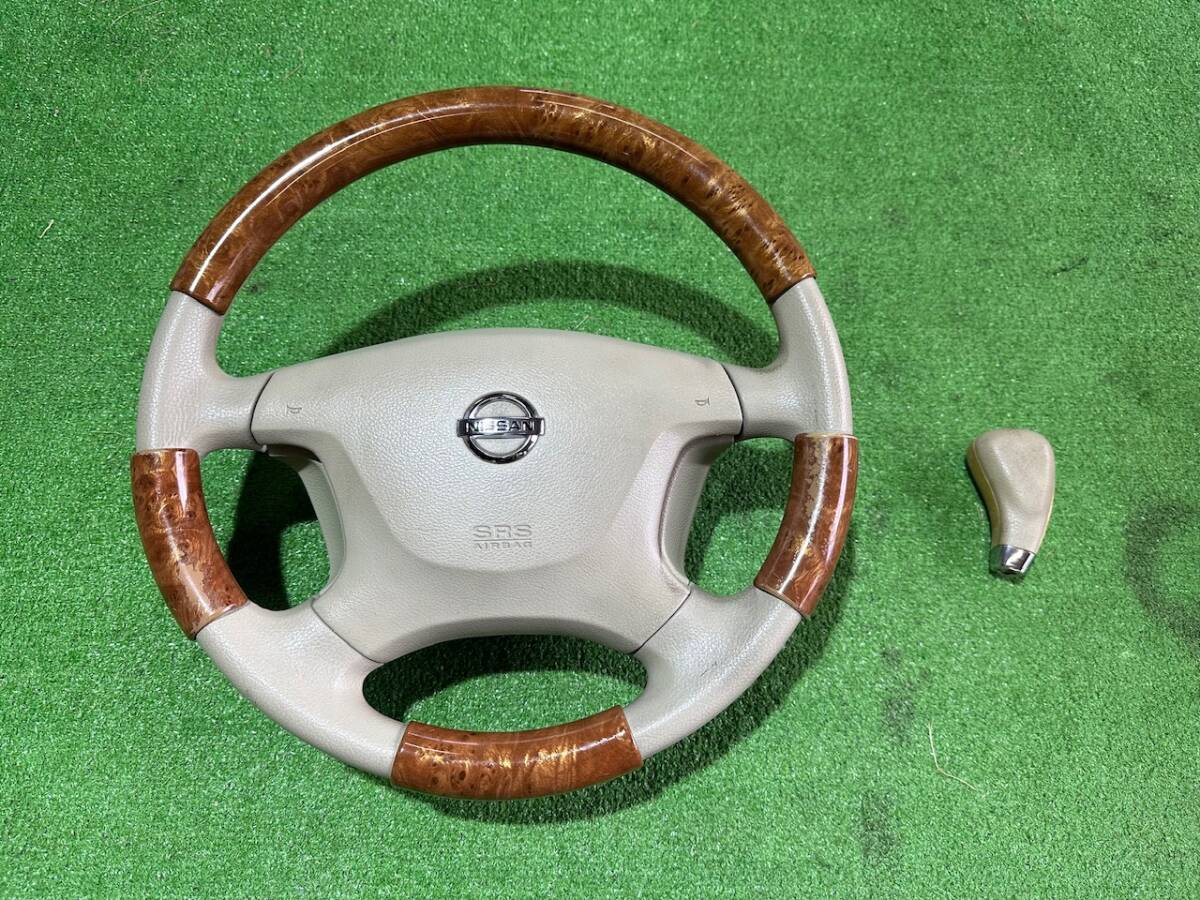☆ E51 エルグランド 純正ウッドハンドル ベージュ×柾木目 艶無 即決 ☆ E51 エルグランド 純正ウッドハンドル ベージュ×柾木目 艶無 即決