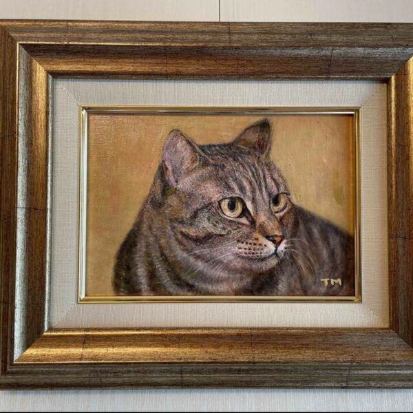 油彩 油絵 絵画 猫の絵 オリジナル