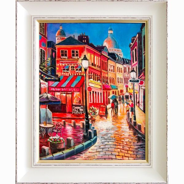 Nao Watase To Montmartre Hill (Vertical) Oil Painting No. F6 Landscape Painting France Montmartre Modern Painter Framed Gift Housewarming Gift or Wedding Gift, painting, oil painting, Nature, Landscape painting