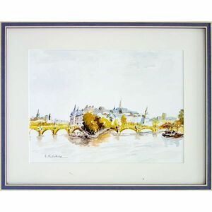 Art hand Auction 수채화 쿠사카베 히로시 파리, 세느강, Cité Island F4 크기 상당, 액자 풍경화, 손으로 그린, 손으로 그린 그림, 프랑스, 여행의 추억, 잇스이카이 아트, 그림, 수채화, 자연, 풍경화