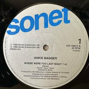 【12'】　ANKIE BAGGER / WHERE WERE YOU LAST NIGHT　※Wink / 夜にはぐれて 原曲