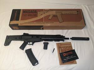 [ painting equipped ]PTS electric MAGPUL MASADA AKM BK body, real size hand guard, silencer,foa grip 
