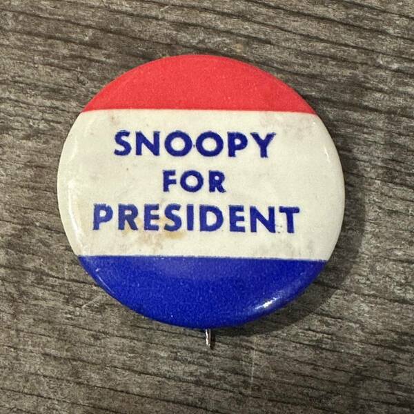 60s ~ SNOOPY FOR PRESIDENT ビンテージバッジ 青字