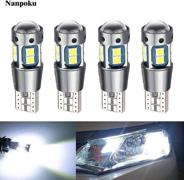 『送料無料』T10 LED ホワイト 爆光 12V 24V ポジションランプ ルーム CANBUS キャンセラー 無極性 レンズ 白 4個 Na ライト バルブ