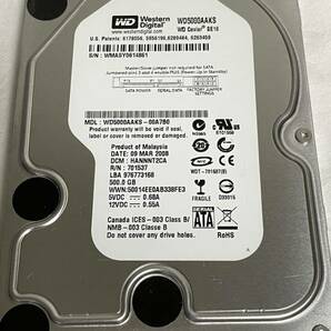 Western Digital SATA 3.5インチ　内臓用HDD WD5000AAKS 500GB WD ウェスタンデジタル ハードディスク