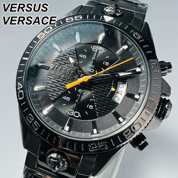 ヴェルサス ヴェルサーチ 腕時計 メンズ ケース付属 新品 ガンメタル ブラック ベルサーチ メンズ クォーツ 電池式 クロノグラフ デイト
