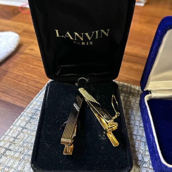 中古品 LANVIN ネクタイピン サン宝飾　パール付き タイピン