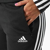 ★アディダス ADIDAS 新品 レディース 人気ライン 裏毛 トラックスーツ パーカー ジャケット 上下セット 黒 [SETH67030-L] 五 弐★QWER★_画像5