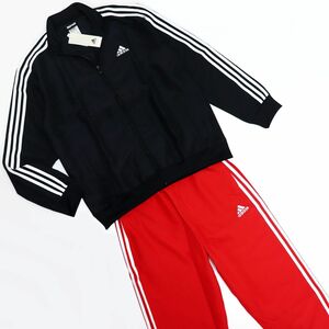 ★アディダス ADIDAS 新品 メンズ スリーストライプス ウーブントラック スーツ 上下セット 黒赤 Lサイズ[SETIJ6060-L] 五 弐★QWER