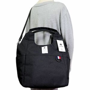 ★ルコック le coq sportif 新品 ポケットいっぱい 2WAY スウェット ショルダーバッグ トート バッグ 鞄 BAG 黒[36231-001]一 六★QWER■