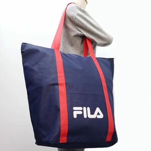 ★フィラ FILA ゴルフ GOLF ビッグ 特大 ショッピング ファスナー付き トート ショルダーバッグ BAG 鞄 紺 [FILABAGNVY]一 六★QWER