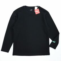 ★プーマ PUMA 新品 メンズ 快適 シンプル ロゴ入り トレーニング 長袖 ワッフル シャツ 黒 Mサイズ[3FPU104-BLK-M] 三 壱★QWER★_画像2