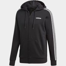 ★アディダス adidas メンズ CORE 3ストライプス フルジップーパーカー 裏毛 スウェットパーカー 黒 Mサイズ[DQ3102-M] 二 壱★QWER★_画像1