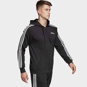 ★アディダス adidas メンズ CORE 3ストライプス フルジップーパーカー 裏毛 スウェットパーカー 黒 Mサイズ[DQ3102-M] 二 壱★QWER★の画像3