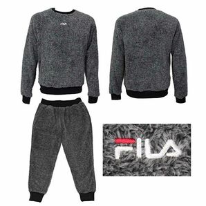 ★フィラ ゴルフ FILA GOLF 新品 メンズ 保温 防寒 もこもこ 上下セット SET スーツ 灰 L [781400GMGY1N-L] 一 五 弐★QWERの画像2