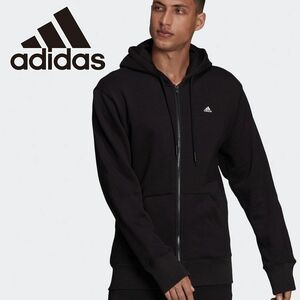 ★アディダス ADIDAS 新品 メンズ スポーツウェア コンフィー&チル フルジップパーカー ジャケット 黒[H45369-O] 二 参★QWER