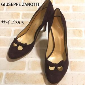 【GIUSEPPE ZANOTTI 】ジュゼッペザノッティ 。リボンパンプス ハイヒール 本革 パンプス ヌバック 22.5cm