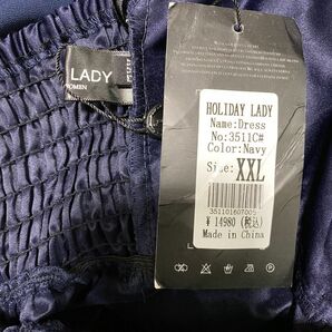 ロングドレス HOLIDAY LADY タグ付 XXL 大きなサイズ ネイビー パーティードレス カラードレス キャバドレ 中古２６７４の画像10