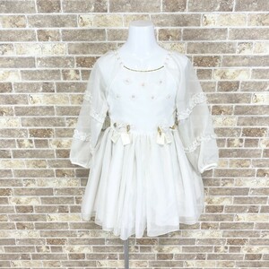 1円 子供ドレス Jelly Belly ワンピース サイズ110 白 カラードレス 発表会 イベント　中古１９９６