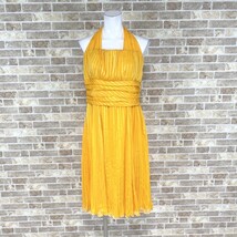 1円 ドレス VA VA VOOM USA ホルターネックドレス L USサイズ プリーツ 黄オレンジ系 カラードレス キャバドレ 中古２９０７_画像1