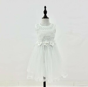 子供ドレス　 ワンピース １１０サイズ　 ホワイト　 カラードレス　 発表会　 イベント　中古１９３