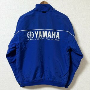 (^w^)b YAMAHA MOTOR FACTORy Racing ヤマハ モーター ジップアップ ジャケット ジャンパー 裏地 フリース ナイロン 企業 ロゴ 青 L 8257EE