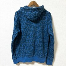 (^w^)b BILLABONG ビラボン 英字 総柄 千鳥柄 スウェット ジップアップ パーカー ジャケット 羽織 ロゴ 刺繍 サーフィン ブルー M 8283EE_画像2