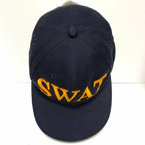(^w^)b 80s 90s ヴィンテージ スワット ビッグ ロゴ 刺繍 キャップ 帽子 ネイビー SWAT CAP 6パネル スナップバック 56-61㎝ C0373EEの画像6