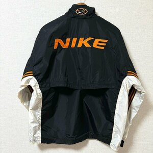 (^w^)b NIKE ナイキ 80s 90s ヴィンテージ ビッグ ロゴ ジャケット ジャンパー ウィンドブレーカー メッシュ スウォッシュ 黒 L 8372EE