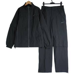 ◆美品◆ NIKE GOLF ナイキ ゴルフ STORM-FIT セットアップ ウィンドブレーカー ウェア ジャケット + パンツ 黒 メンズ M ◆防風 1204C0