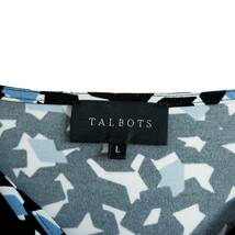 ◆美品 送料無料◆ TALBOTS タルボット 総柄 ストレッチ 半袖 ロング ワンピース 白 黒 青 レディース L　2014C0_画像6