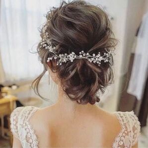 ヘッドドレス 髪飾り ヘアアクセサリー カチューシャ 結婚式 銀 ウェディング