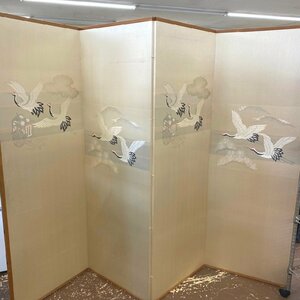 * store pickup * vicinity delivery limitation /. ...... crane .....( weave included ...) large four bending folding screen 180×256(64×4 sheets ) / Yamaguchi prefecture .. city δ*